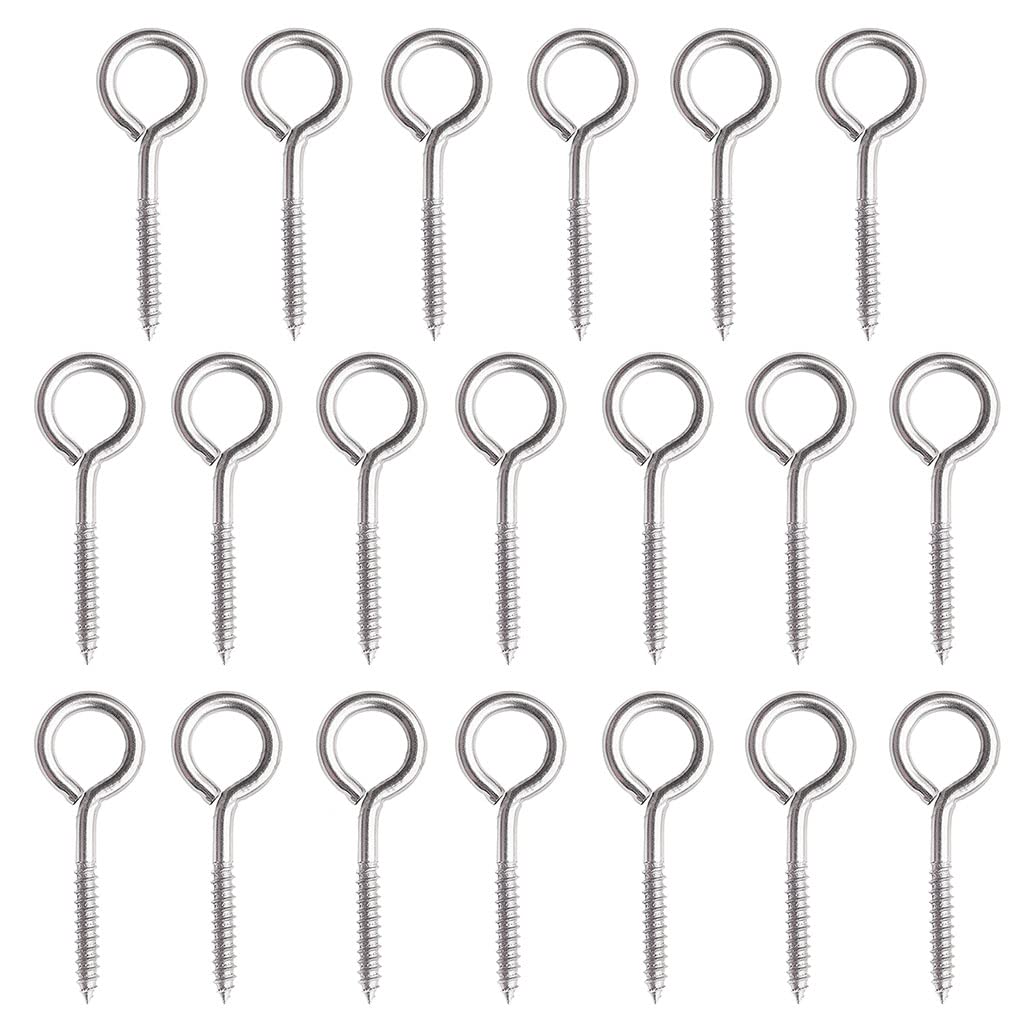 Shyyoulqe M5x65 20Pieces M3 / M4 / M5 Threaded Screw-In Hanger Stainless Steel Eye Shape Hooks Tapping Screws Hook Hanger Screw-In Hooks Decorative Outdoor Heavy Duty