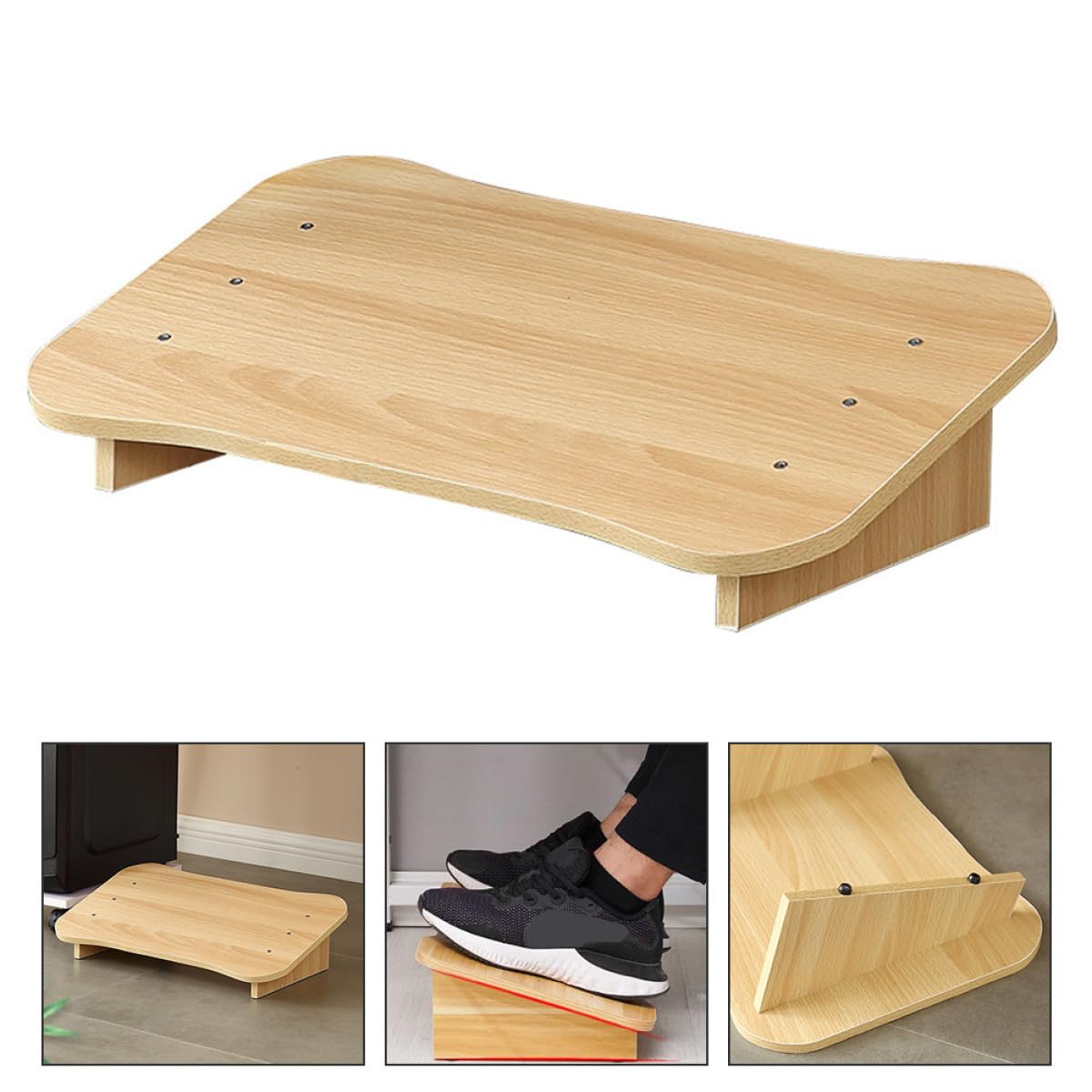 Poggiapiedi per Ufficio in Legno Design Salvaspazio e Finitura Artigianale, Sgabello Inclinato Sotto Scrivania per Casa e Lavoro