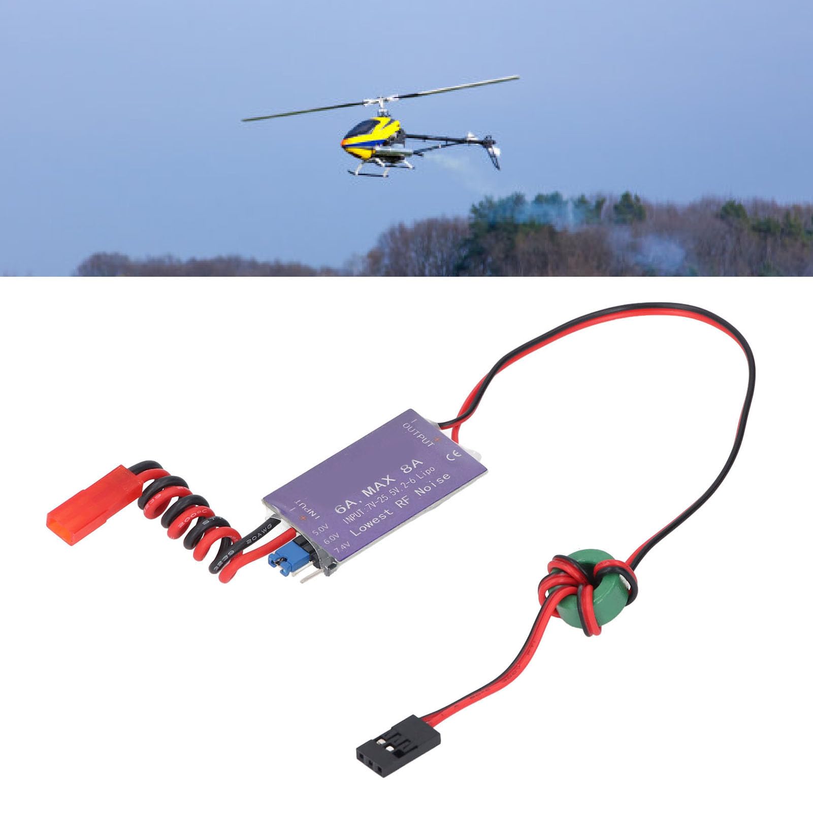 Modulo Regolatore di Tensione UBEC Esterno per Elicotteri RC, Ingresso Pacco Batteria 7-25,5 V, Uscita 5 V 6 V 7,4 V 6 A