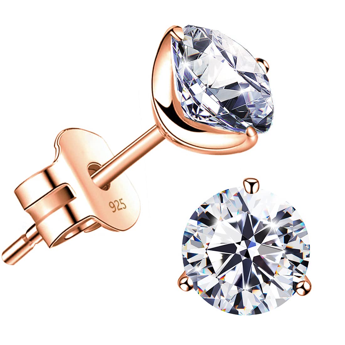 "STUNNING FLAME" 18K Gold Plated Silver Brilliant Cut Simulated Diamond Cubic Zirconia Stud Earrings