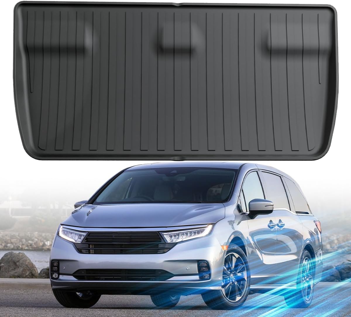 Cargo Trunk Liner Fit for Honda Odyssey 2026 2025 2024 2023 2022 2021 2020 2019 2018 Custom Fit Trunk Mat for Mini Passenger Van, All Weather Cargo Mat Heavy Duty Accessories Black