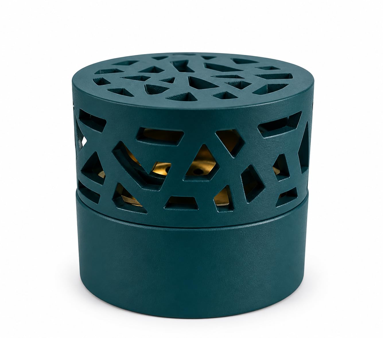 Modern Resin Incense Bakhoor Burner with Lid – Decorative Round Smoke Burner for Oud, Bakhoor & Resin – White, Black or Brown – Charcoal Holder with Cutout Design – Gift & Home Décor JR23079 (Green)