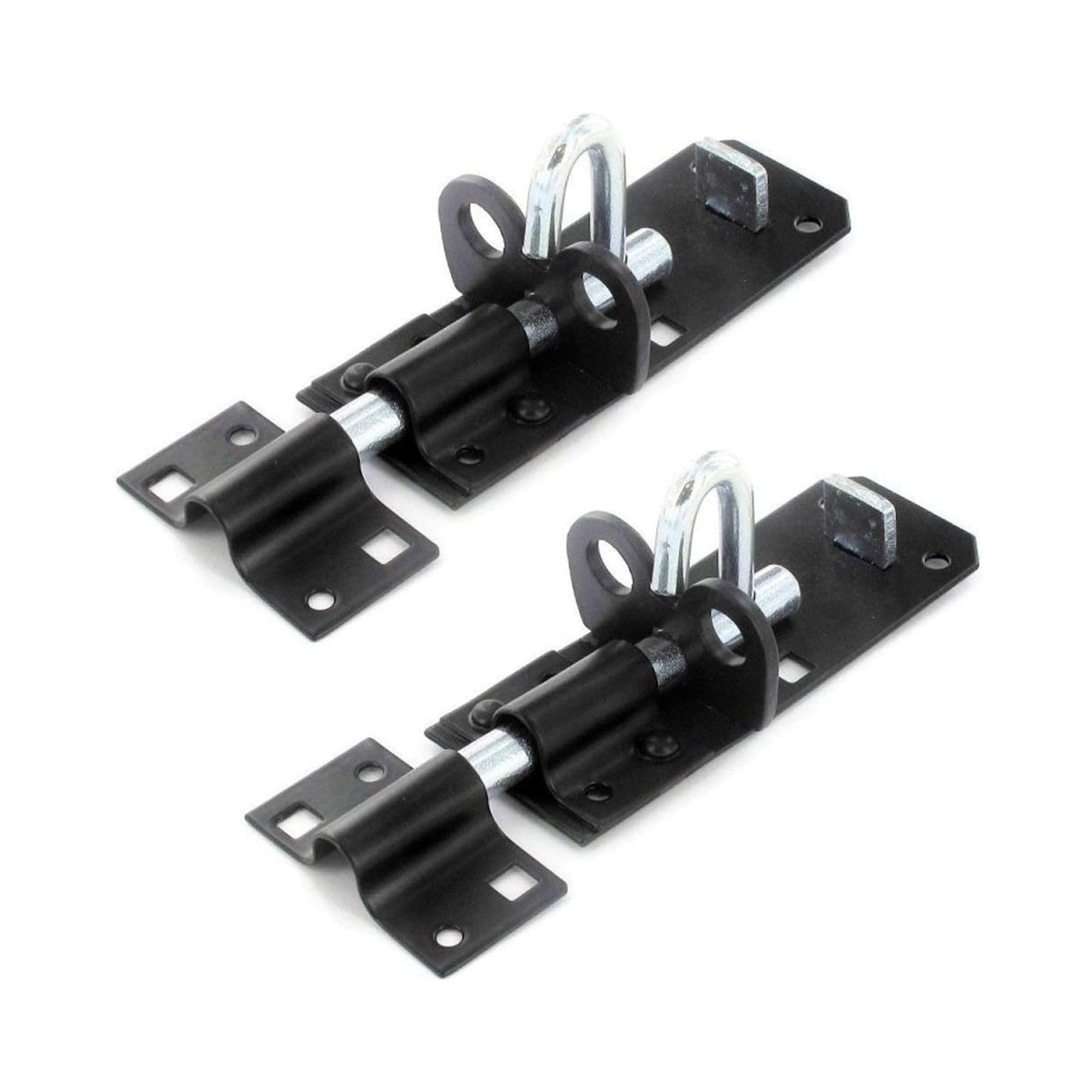 Primes DIY 2 Pieces 200mm (8”) Brenton Gate Bolt Door Lock, Sliding Padbolt with Black Oxide Plated Galvanised Finish