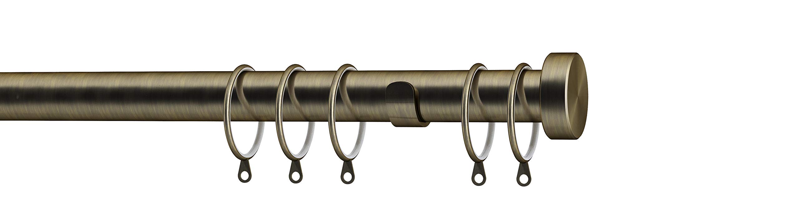 Speedy 28mm Stud End Cap Fixed Complete Curtain Pole Set, Antique Brass, 125cm