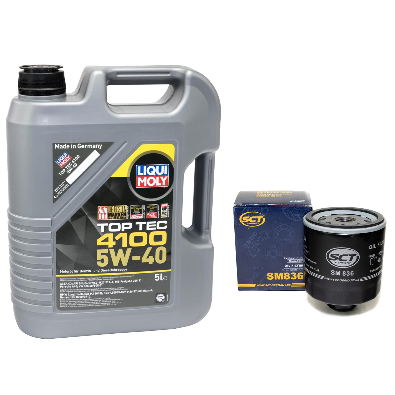 Motoröl Set Top Tec 4100 5W-40 5 Liter + Ölfilter SM836
