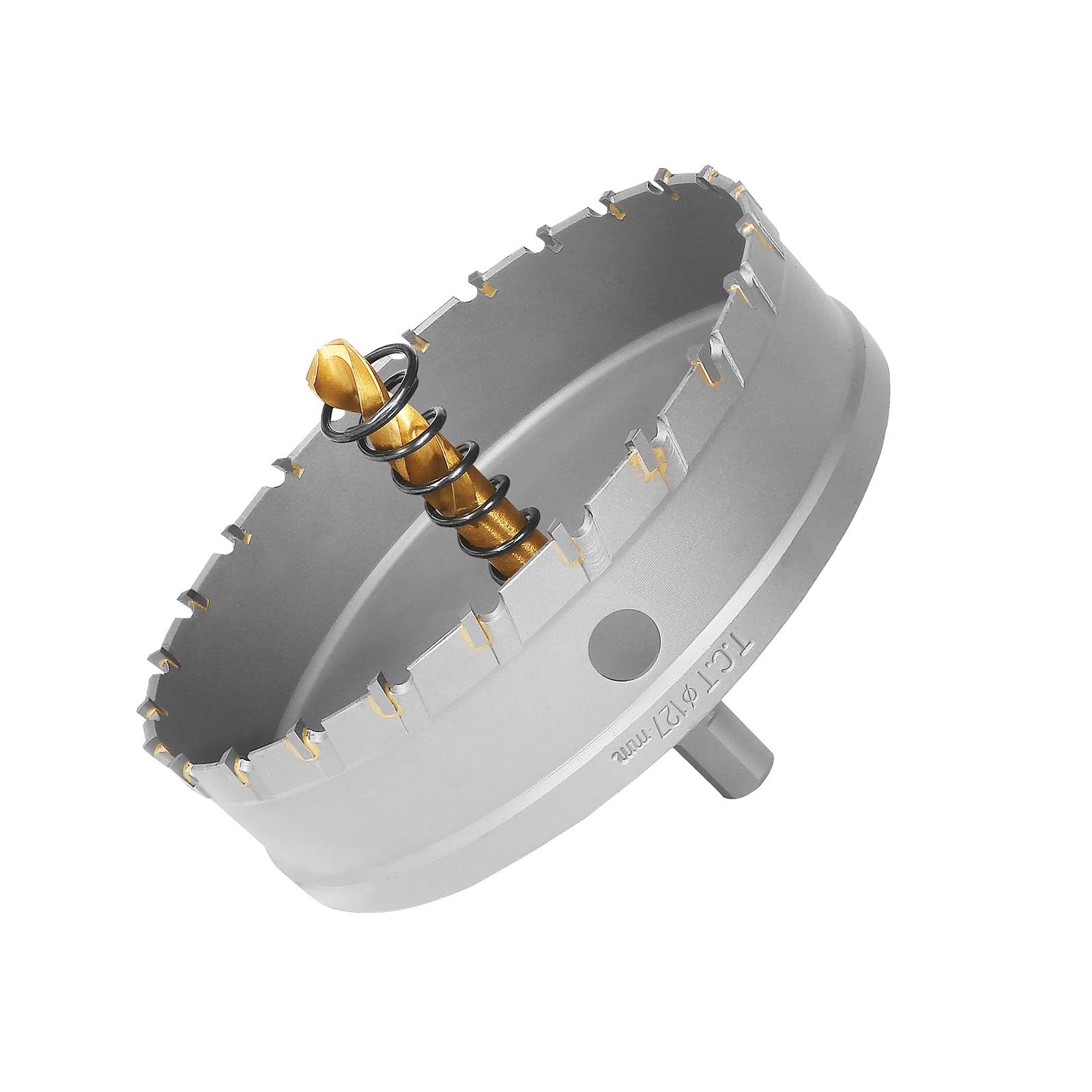 AOKAIMIAR 5 Inch Carbide Hole Saw with Titanium Plated Center Drill Bit, Heavy Duty TCT Hole Saw Metal Hole Cutter for Stainless Steel Iron Copper