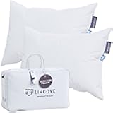 Lincove Signature 100% Canadian White Down Pillow - Luxury Sleeping Bed Pillow for Back, Stomach & Side Sleepers - 800 Fill Power, 500 Thread Count, Made in Canada, Standard - Medium, 2 Pack