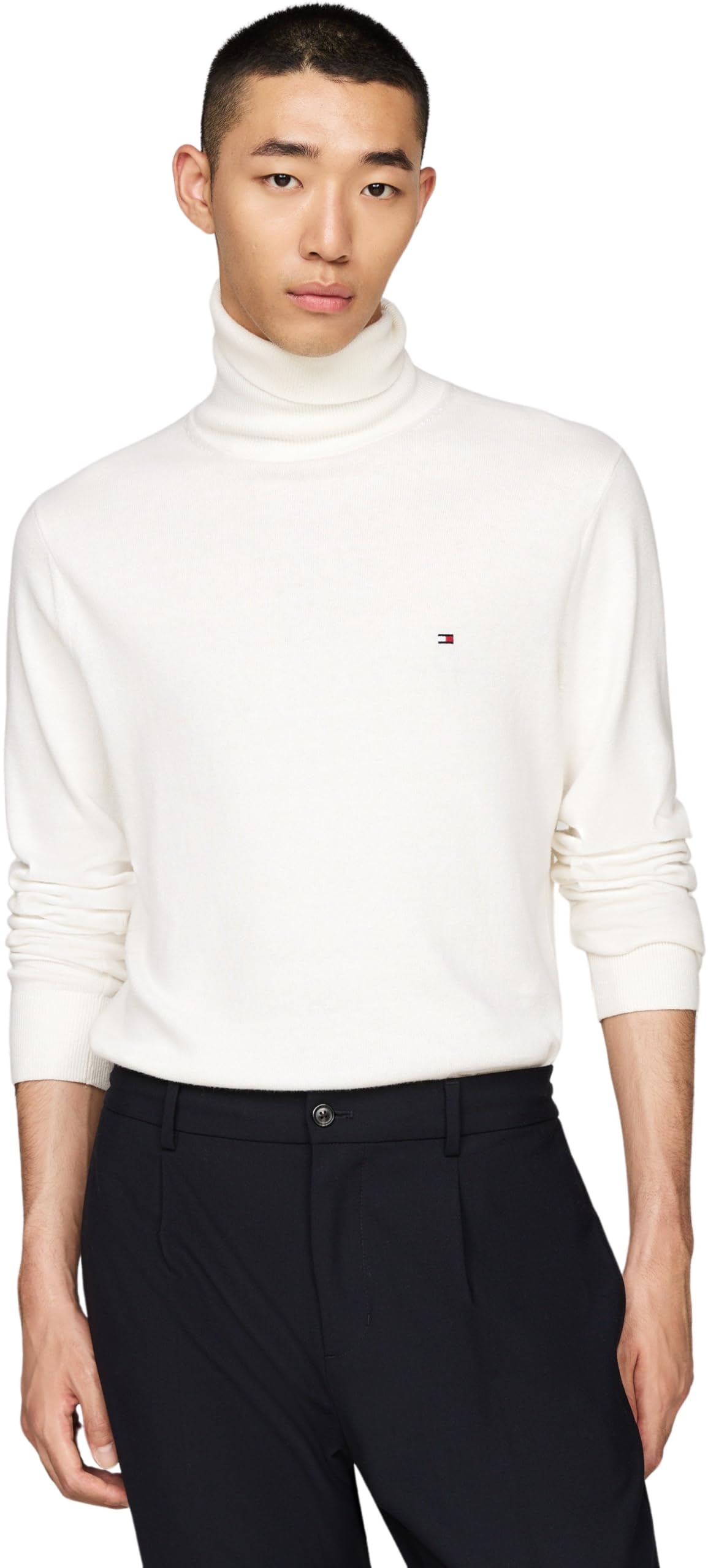 Tommy Hilfiger PIMA ORG CTN Cashmere ROLL Neck MW0MW28048 White (Ivory) XXL