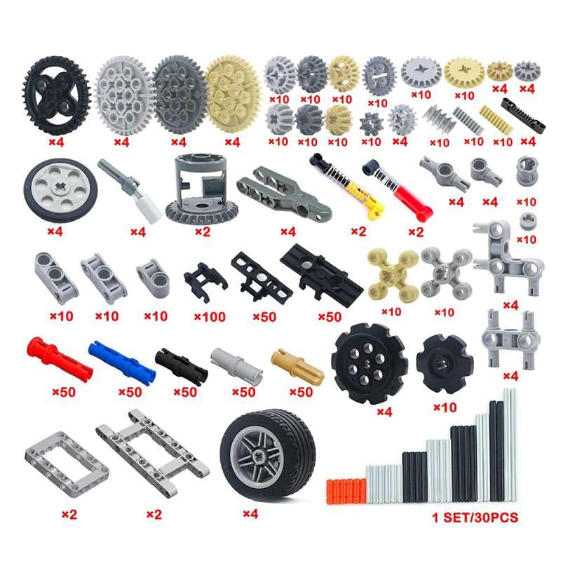 RCmall Technical Building Blocks Set, 768 Pieces, Mechanical Parts Kit with Gears, Wheels, Axles, Pins for DIY Projects