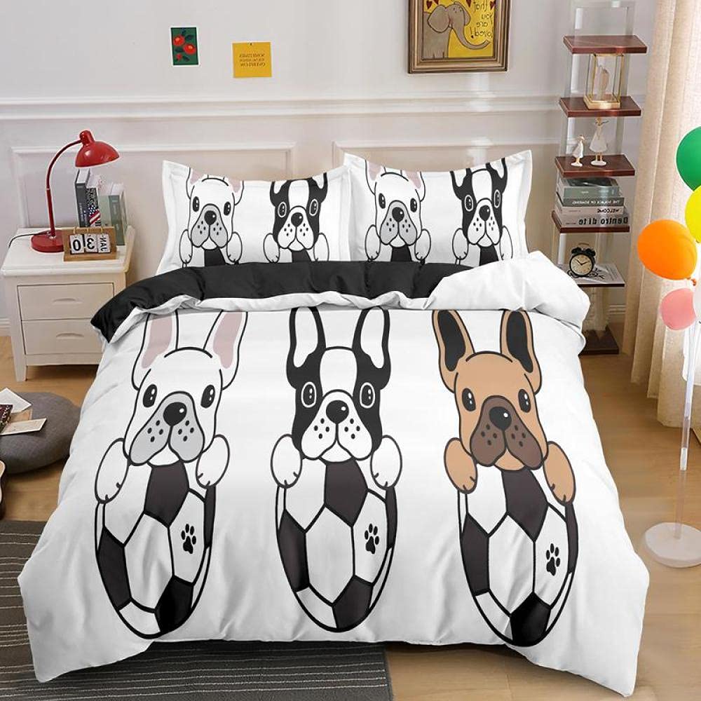 QWFDAQbedding seKing：95 inch x 86.7 inch duvet cover sets, White black khaki football dog Duvet Cover Set Double, 3 Piece Print Bedding Set Print Duvet Set.1 Quilt Cover with 2 Pillowcases