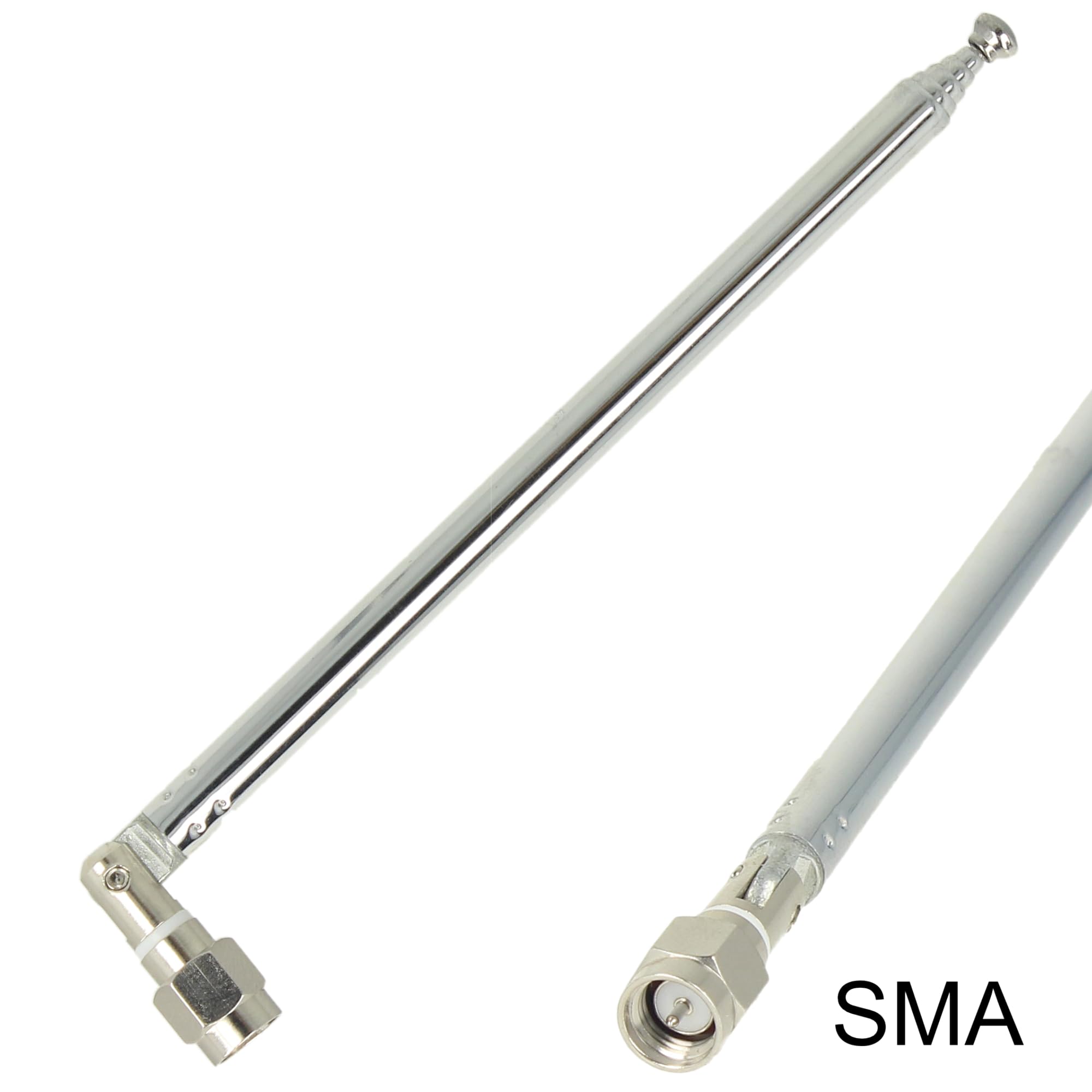 Antenna telescopica da 50 ohm (12-47 cm) con spina SMA - Antenna universale a banda larga per scanner, SDR, misuratori e radio amatoriale (40 MHz-6 GHz)