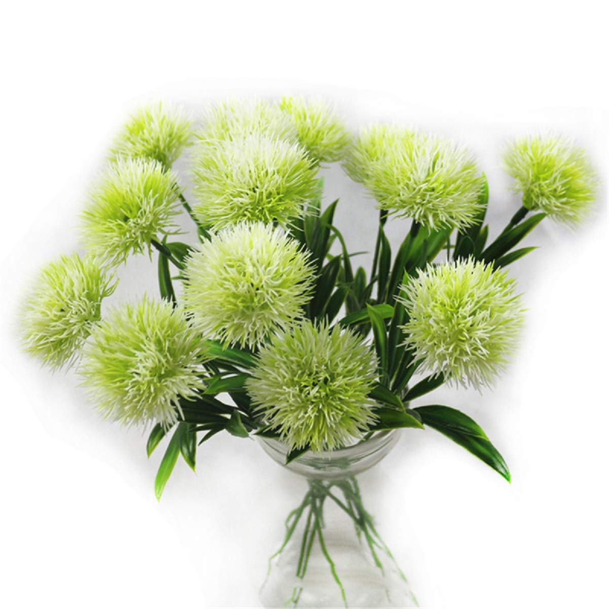 Yalulu 10 Pcs Dandelion Artificial Flowers Plants Bouquet Plastic Flower for Home Decoration/Wedding Decor (White)