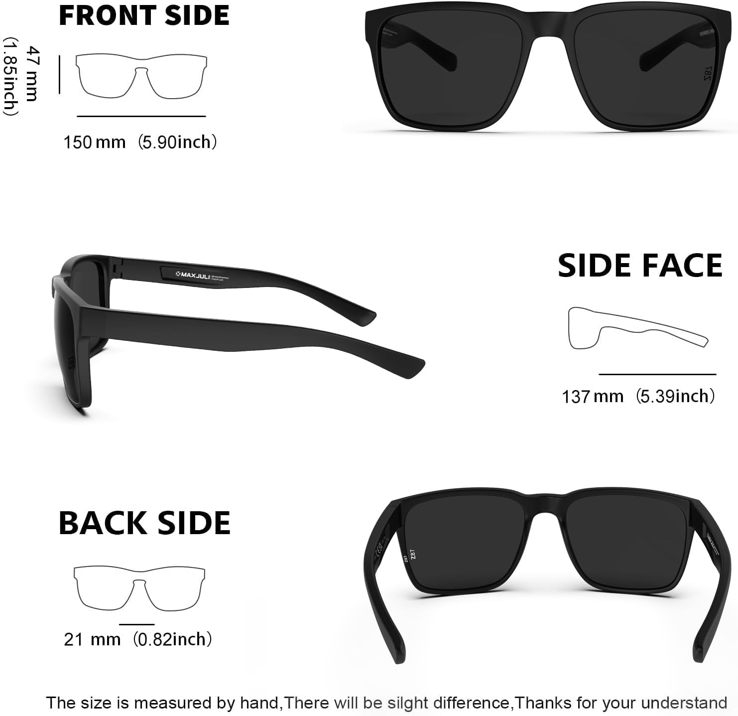 MAXJULI XL Z87 Sunglasses for Big Wide Heads Men TR90 Ultralight UV400 Protection Sun Glasses Z8244 - Image 6