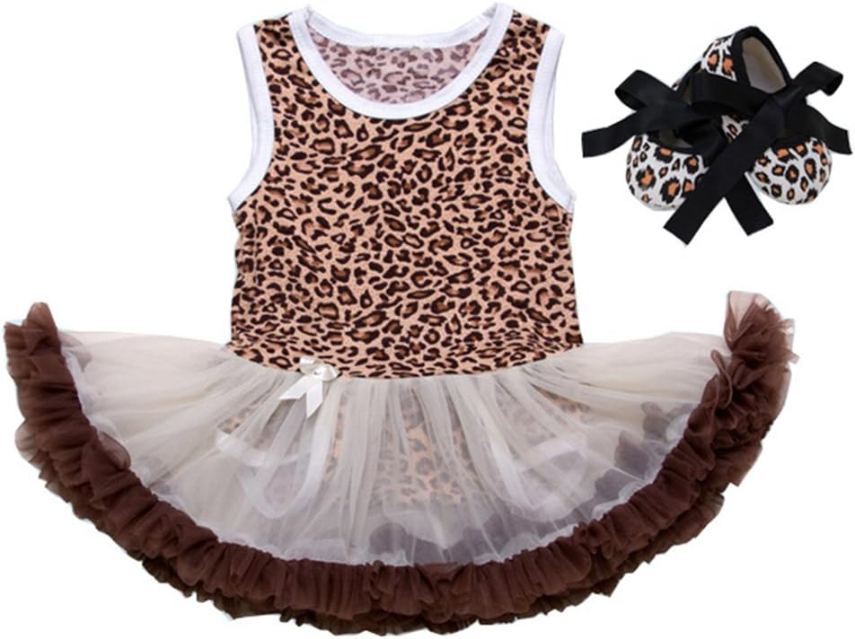 Leopard Print Infant Baby Girls Tutu Romper (M:3-6 months)