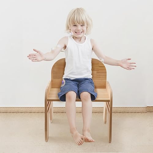 Miniatura 2 de ibwaae Silla de madera maciza natural para niños, silla de madera ajustable en altura para niños pequeños, muebles Montessori, regalo de cumpleaños