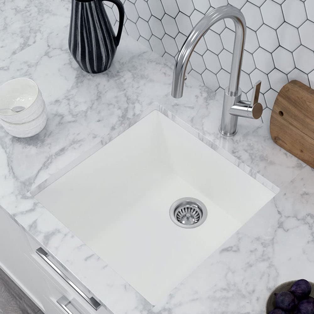 Astini White Scuti 1.0 Medium Bowl Smc Synthetic Undermount Kitchen Sink & Waste