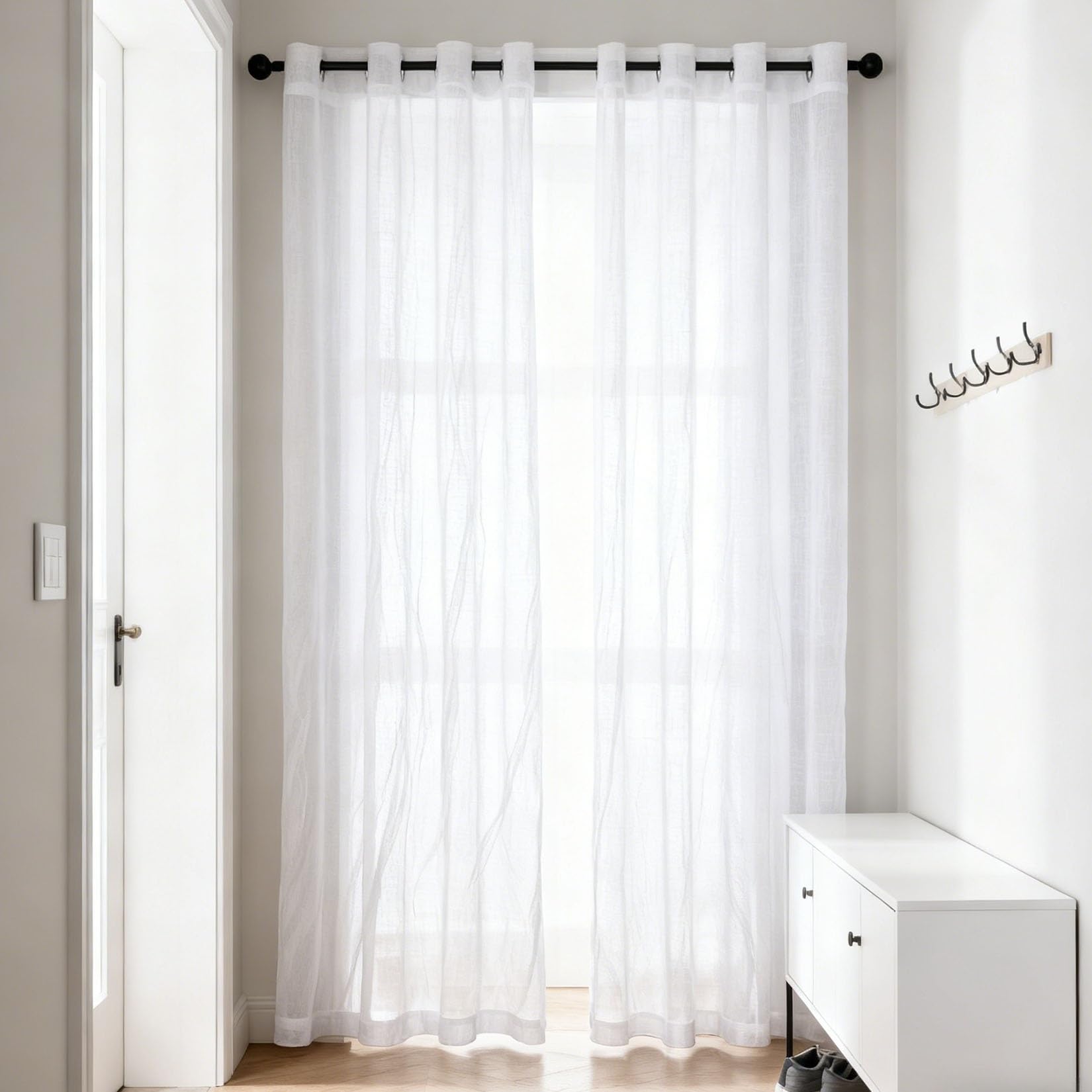 Voilage luxueux doux blanc 250 x 174 cm au toucher lisse et élégant vintage