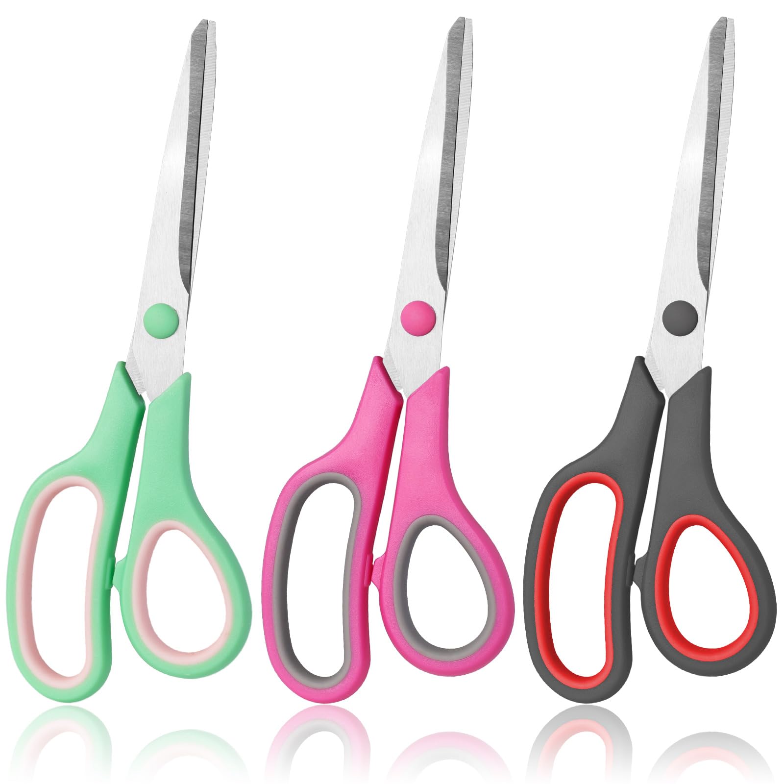 Koogel3 Pairs Multipurpose Scissors, Comfort Grip Scissors 8.3 Inch All Purpose Scissors for Office Home Craft School Supplies