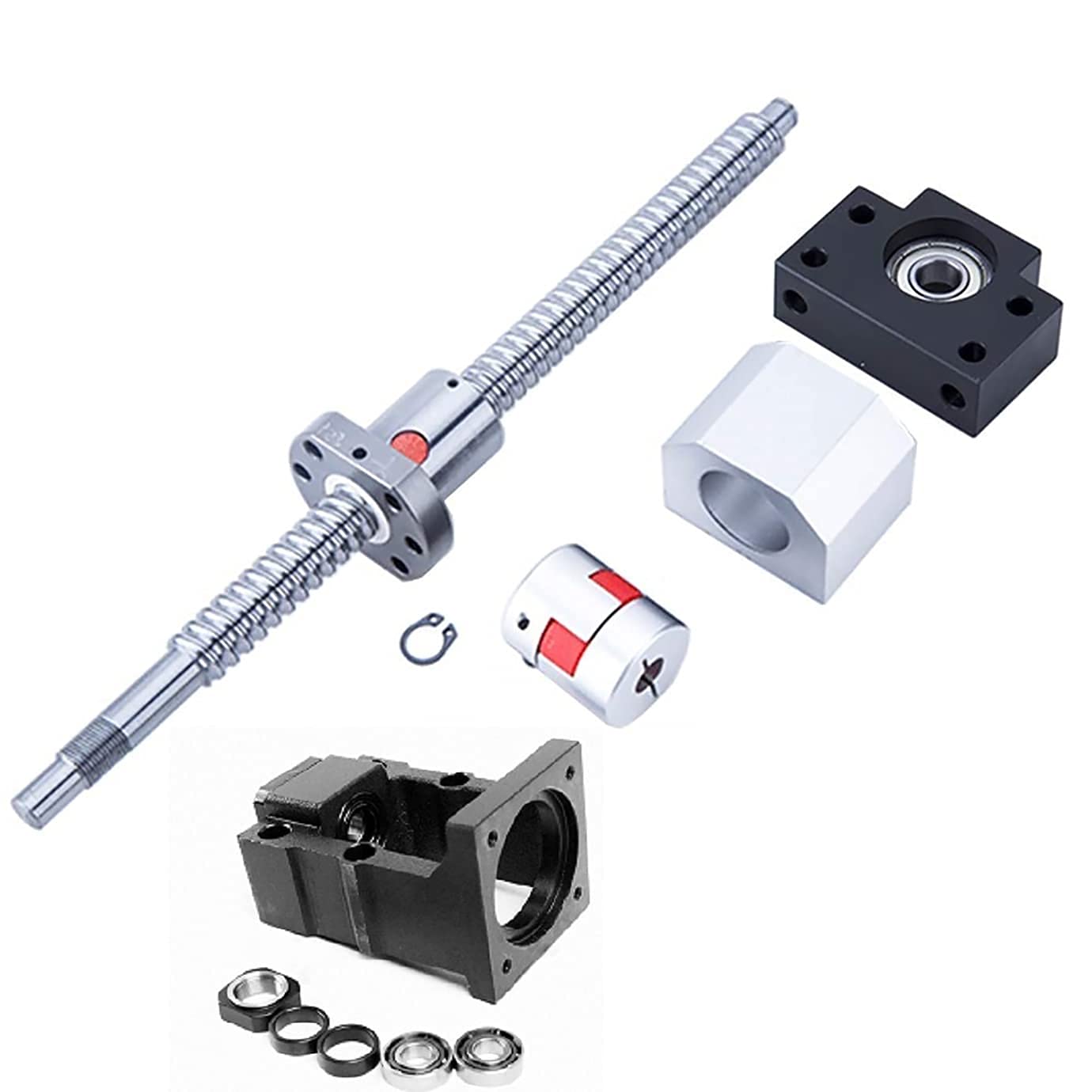 Bo CNC Kit 16mm Ballscrew 1400mm SFU1604 RM1604 + 15mm Linear Motion Rail Set 1400mm, Ball Screw Nut + BK/BF12 Supports + Coupler + Nut Housing + Motor Bracket for Nema 23+ 2Pcs HGH15 Linear Rail Kit
