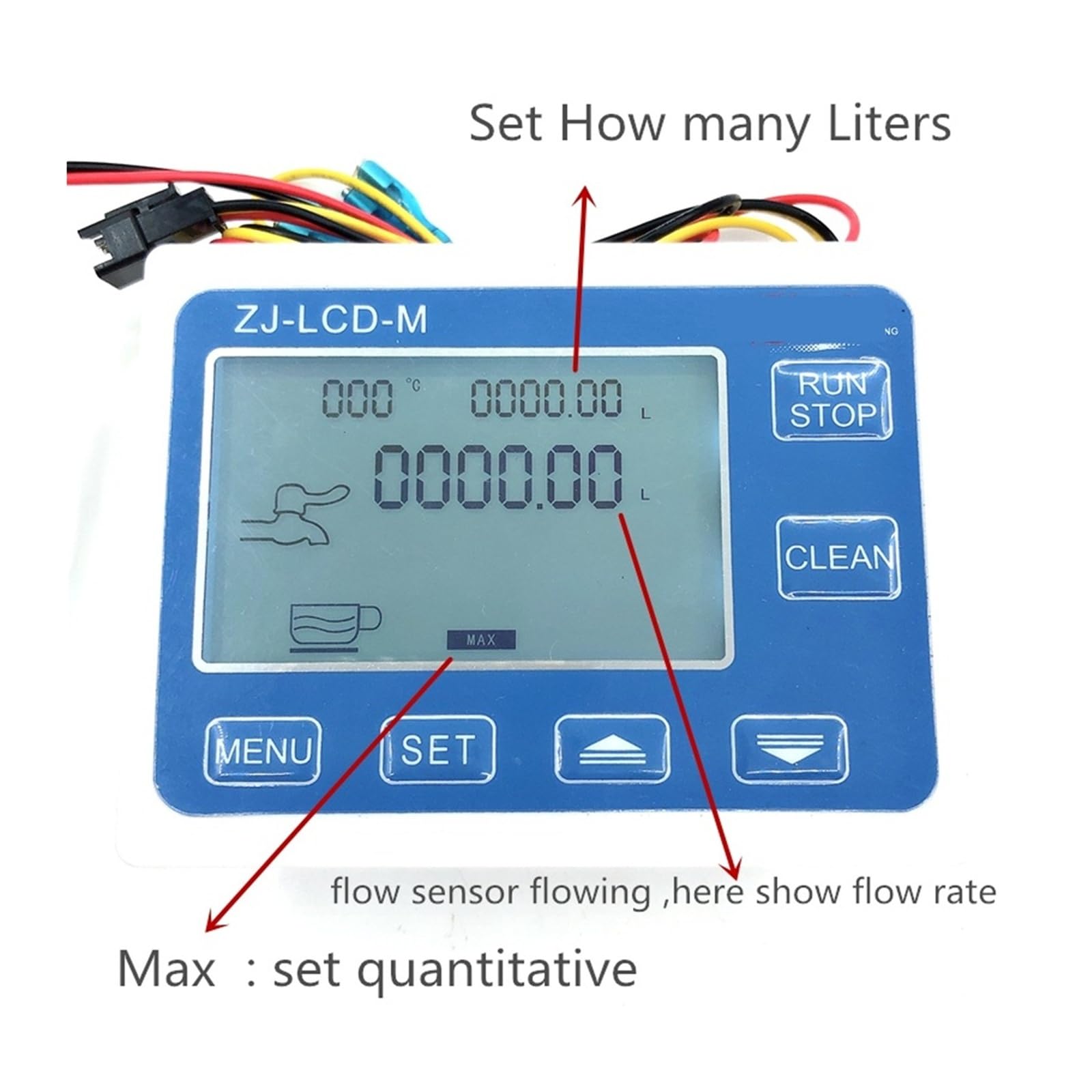 Water Measurement Liquid Controller 3/8 Flow Sensor+ZJ-LCD-M Meter Controller Display+Valve
