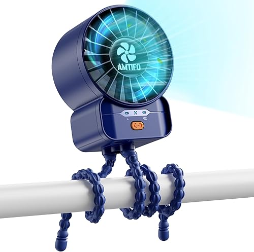 Miniatura 13 de AMTIFO Ventilador portátil para cochecito – Ventilador USB recargable de 4 velocidades, ventiladores silenciosos con clip para cochecito cuna y
