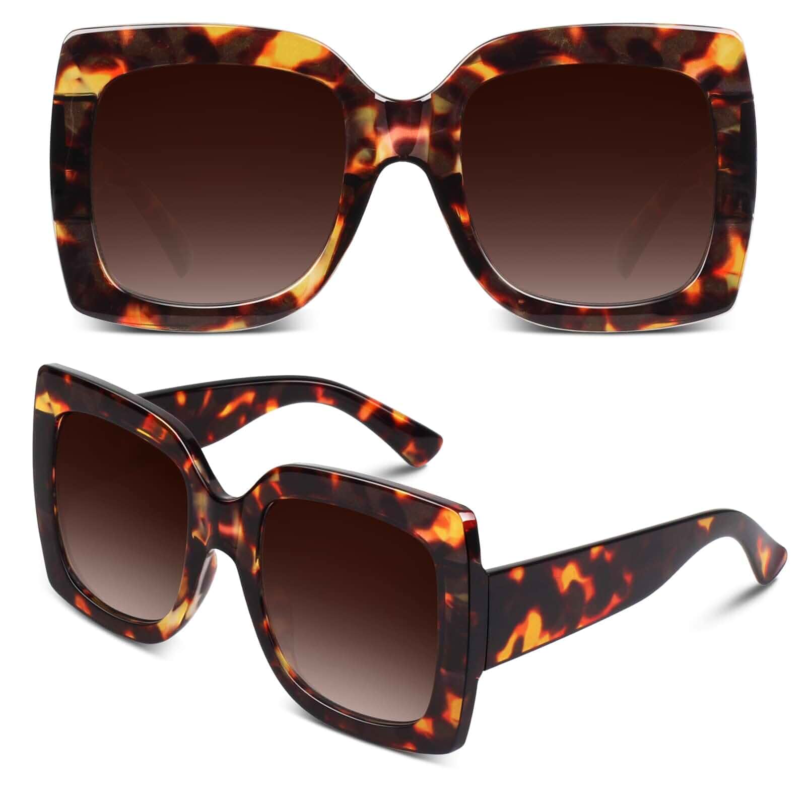 GQUEEN Oversized Square Frame Sunglasses Womens Retro Trendy Shades S904 Tangle-free Design, Vintage Sun Glasses, Reduce Glare, Driving, Shopping, Running, Travelling, UV400 Protection