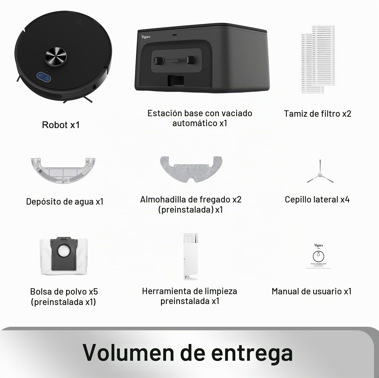 Robot Aspirador y fregasuelos hasta 8000Pa Navegación LiDAR y Mapeo | Potente succión Autovaciado Autonomía de 220 Minutos, Anticolisión, Limpieza Personalizada Control por Voz y App-Negro