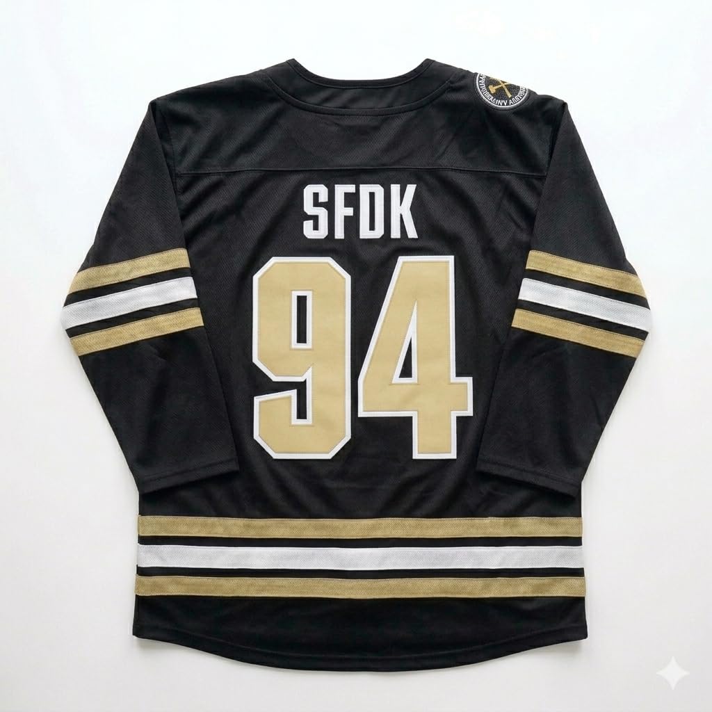 SFDK Jersey de Hockey The Rookie, Unisex Adulto, Negro con Detalles Dorados