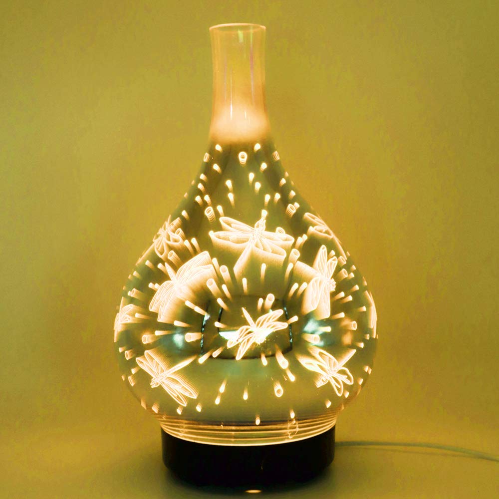 3D humidificateur de table en verre avec éclairage indirect et lumière colorée Diffuseur arôme aromatique purificateur d'air espace bureau médical