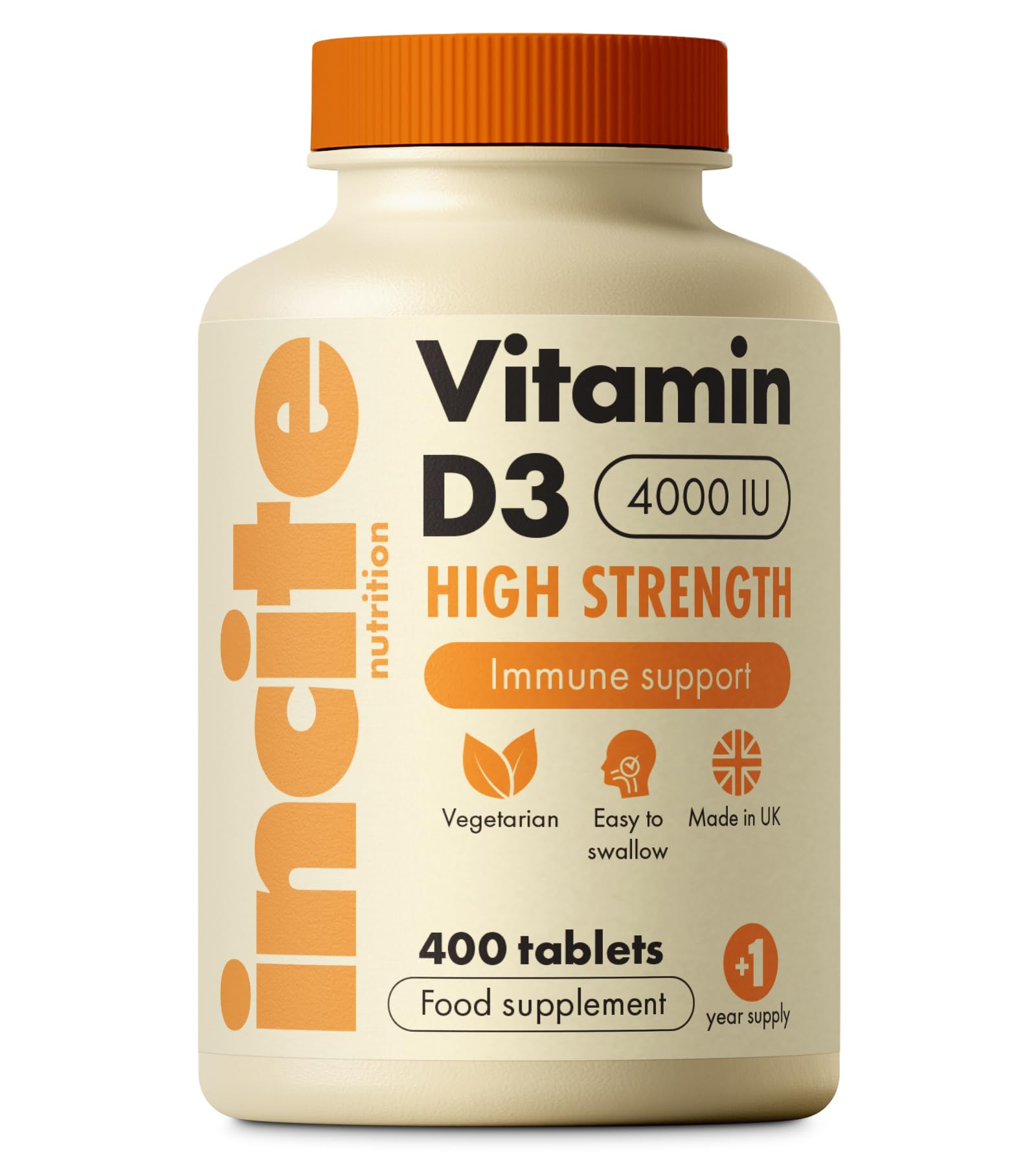 Vitamin D3 4000 IU - 400 High Strength Vitamin D Tablets (1+ Year Supply) - Vegetarian - Immune System Booster - Gluten Free - Vitamin D Supplements - Made in The UK