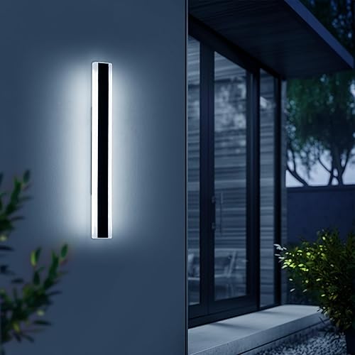 Vista 137 de Apliques de pared para exteriores de 47 pulgadas, regulables de 3000 K-6000 K, luces de pared larga para exteriores, IP65 impermeable, moderna