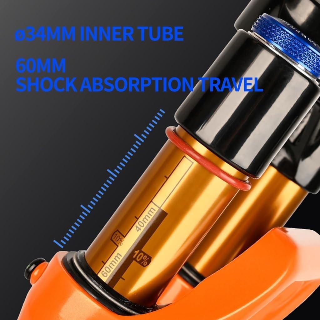 700C Gravelbike-Federgabel, 60 mm Federweg, 1-1/2"-Konusachse, 100x12 mm Steckachse, manuelle Lockout-Funktion