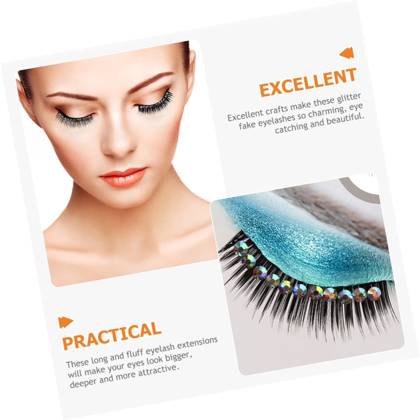 LALAFINA Wimpern Strass 50 Paar Diamant-falsche Wimpern Farbige Strasssteine Künstliche Wimpern Natürliche Falsche Wimpern Natürlicher Look Falsche Wimpernverlängerungen Hallow Comics Chemiefaser