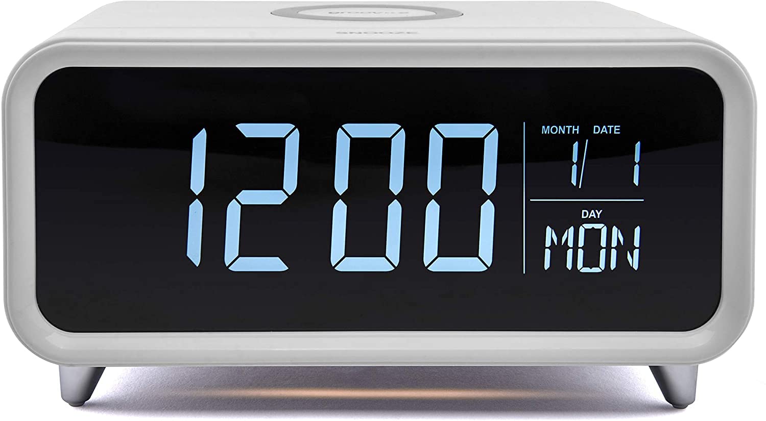 Controllo touch atena. LCD. Mostra sveglia con caricabatterie wireless integrato e luce notturna - Bianco ( Color : White )