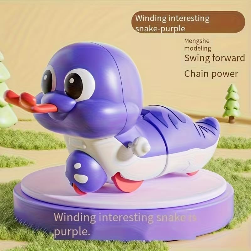 Image of Cute Wind-Up Duck Toy for Kids, Manual Clockwork Walking Duck, Colorful Cartoon Animal Toy for Toddlers & Children (Purple Duck)