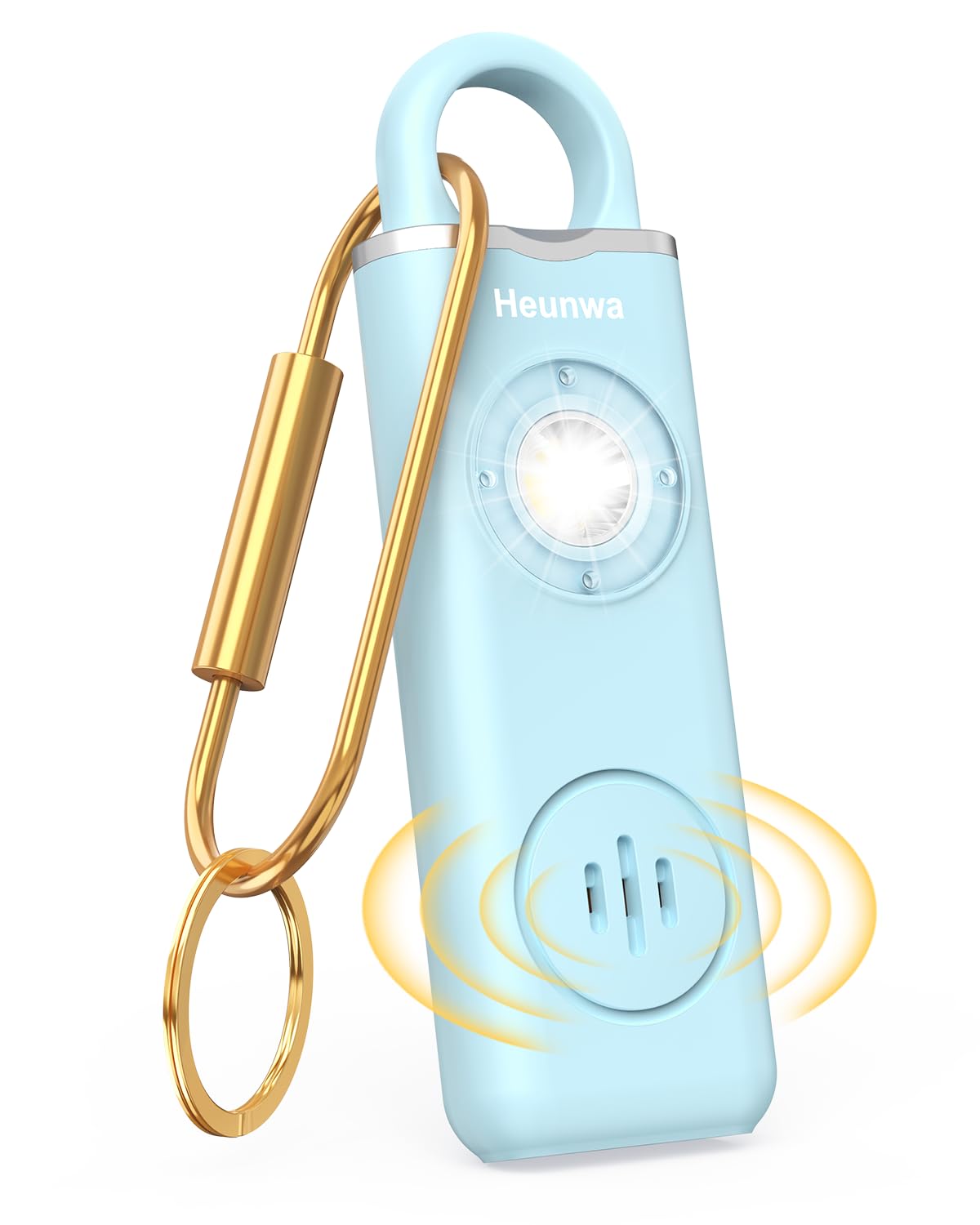 Heunwa Personal Alarm for Women, Rechargeable Safety Alarm with Emergency LED Lights, Loud Siren, Keychain for Students, Elderly (Blue)