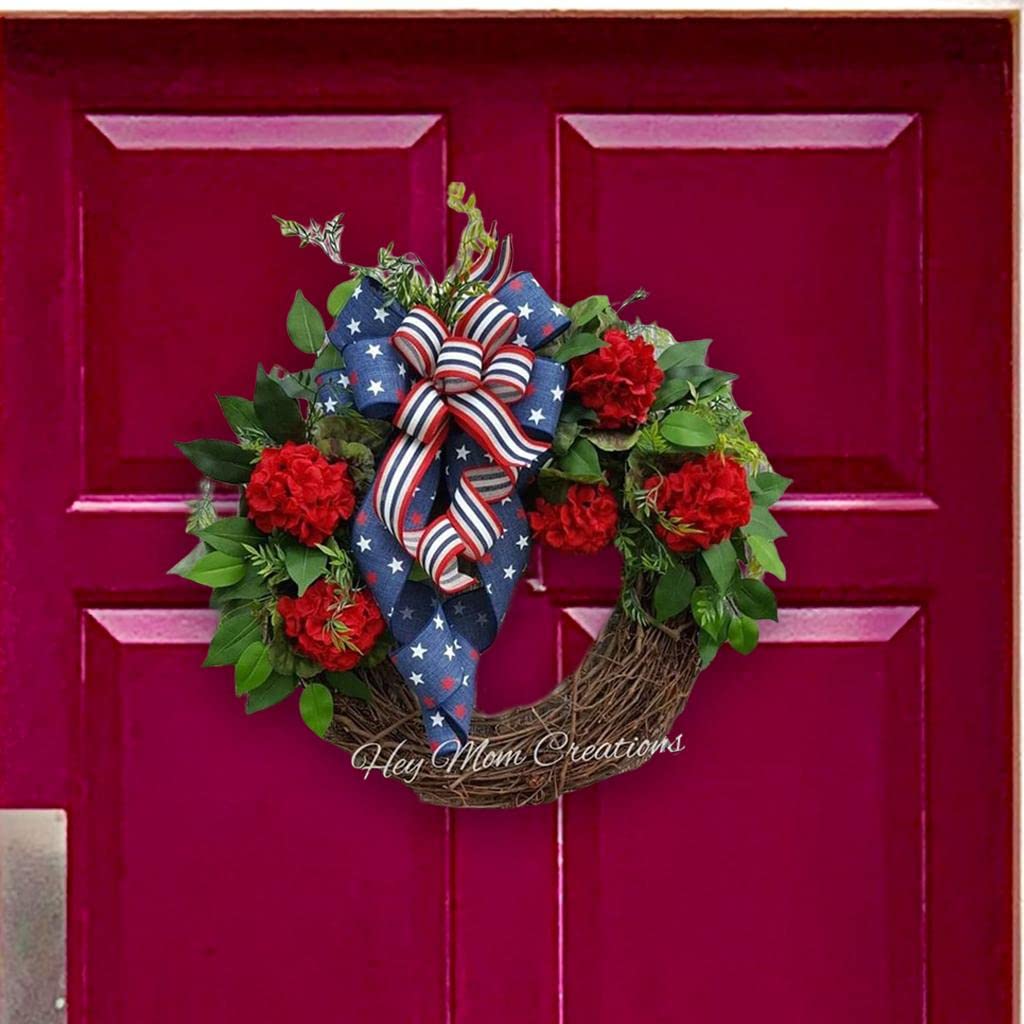 Corona de La Independencia con Flores de Ratán, Follaje Y Cinta - Decoración Natural Ideal para Bodas, Graduaciones, Ventanas, Porches, Paredes, Pascu, C, Individual