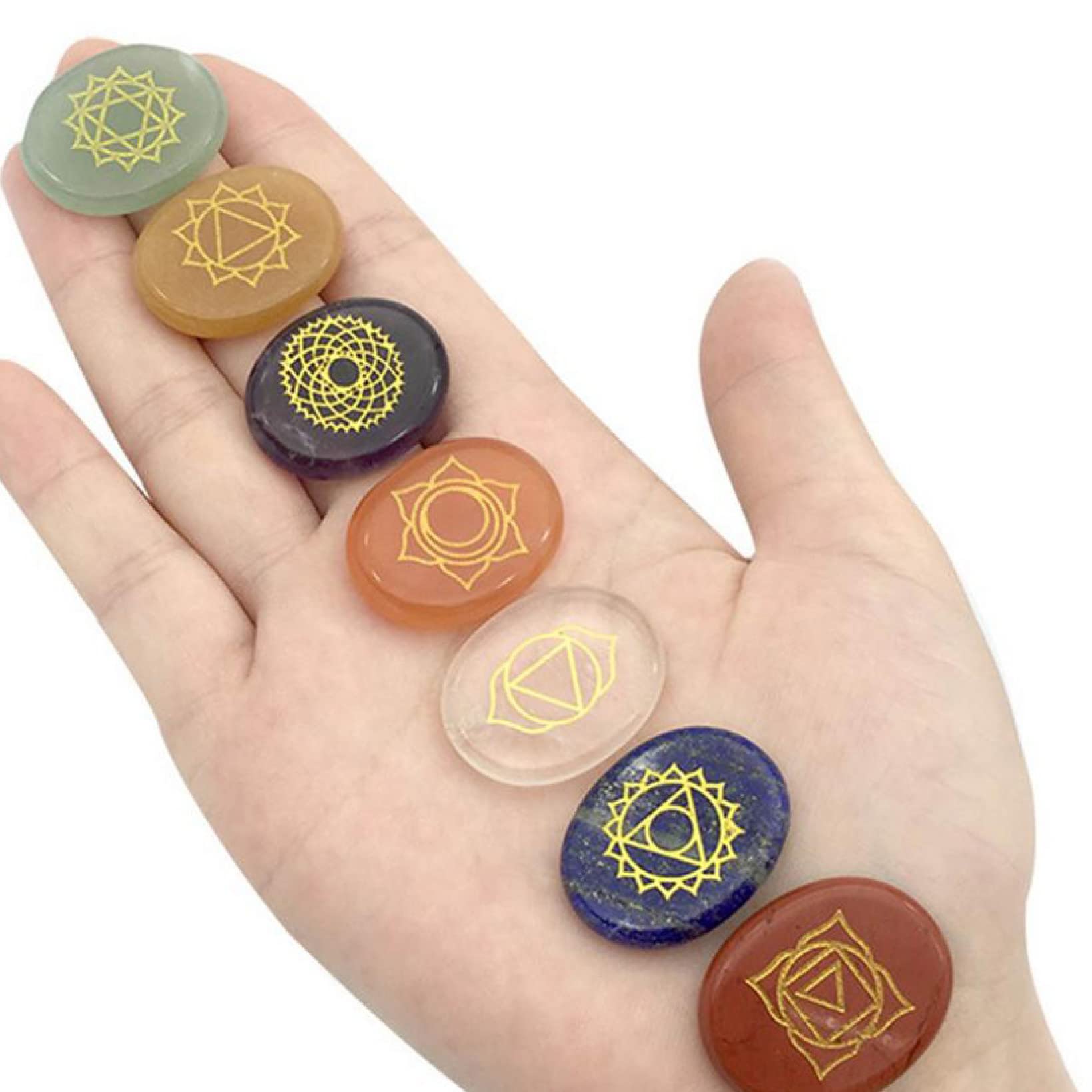 Cristales y Piedras curativas Cuarzo Natural Símbolo Piedra Cristal 7 Juego de Piedras for Yoga Decoración del hogar Regalos espirituales Inicio Colecciones