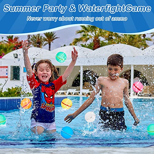 Wasserbomben Wiederverwendbar, Reusable Wasserballons mit Netzbeutel, Selbstdichtende Silikon Wasserbombe, Sommerspaß-Wasserspielzeug Pool Spielzeug für Party, Wasserpark, Familienspiel(12 Stück)