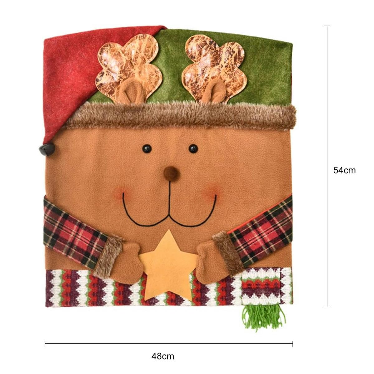 1-3PCS Decoración navideña Funda para Silla navideña Papá Noel Muñeco de Nieve Funda para Silla Festival Decoración para el hogar-3PCS Funda para Silla C_a