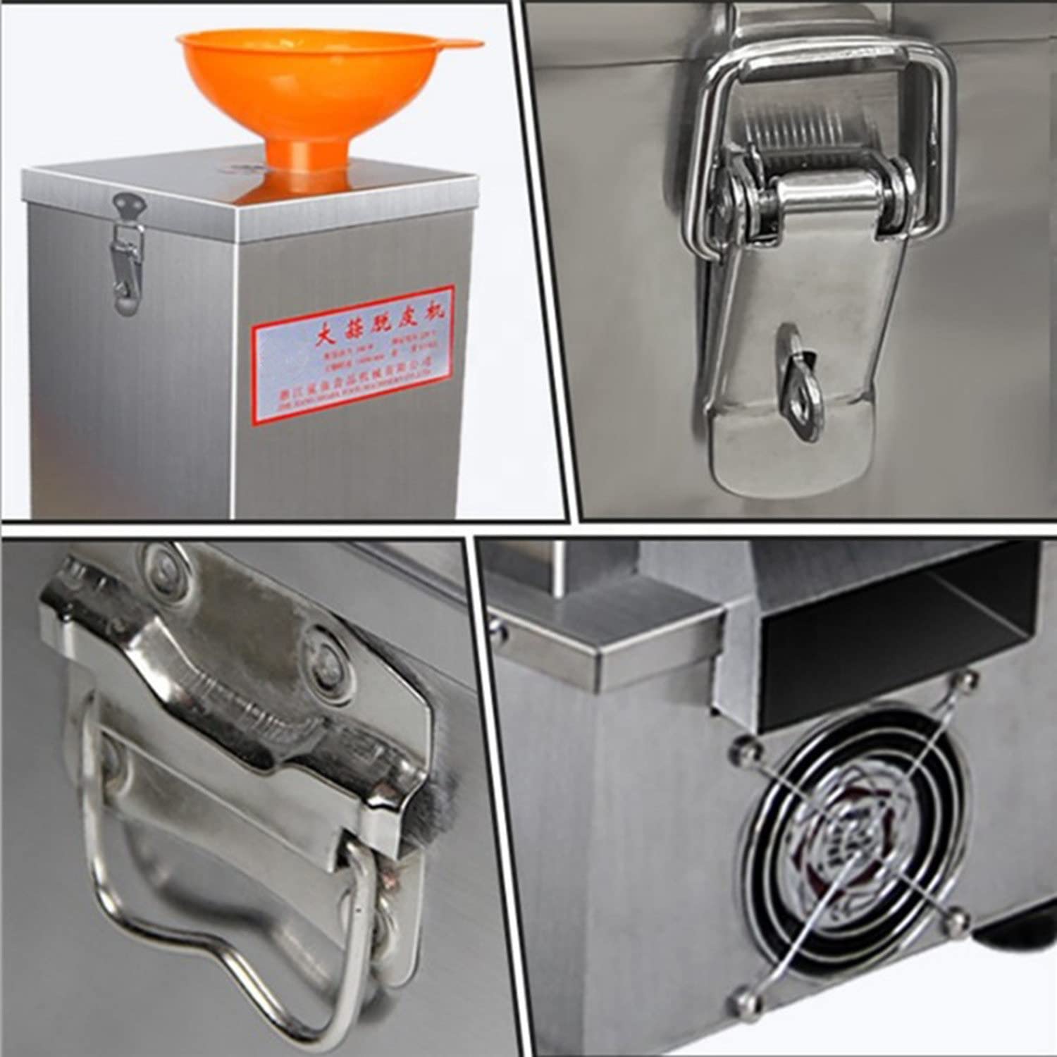 Máquina peladora de ajo Industrial 180W con tolva 25KG/H, Máquina separadora de ajo eléctrica, Máquina peladora de ajo Comercial de Acero Inoxidable - Herramienta para restaur