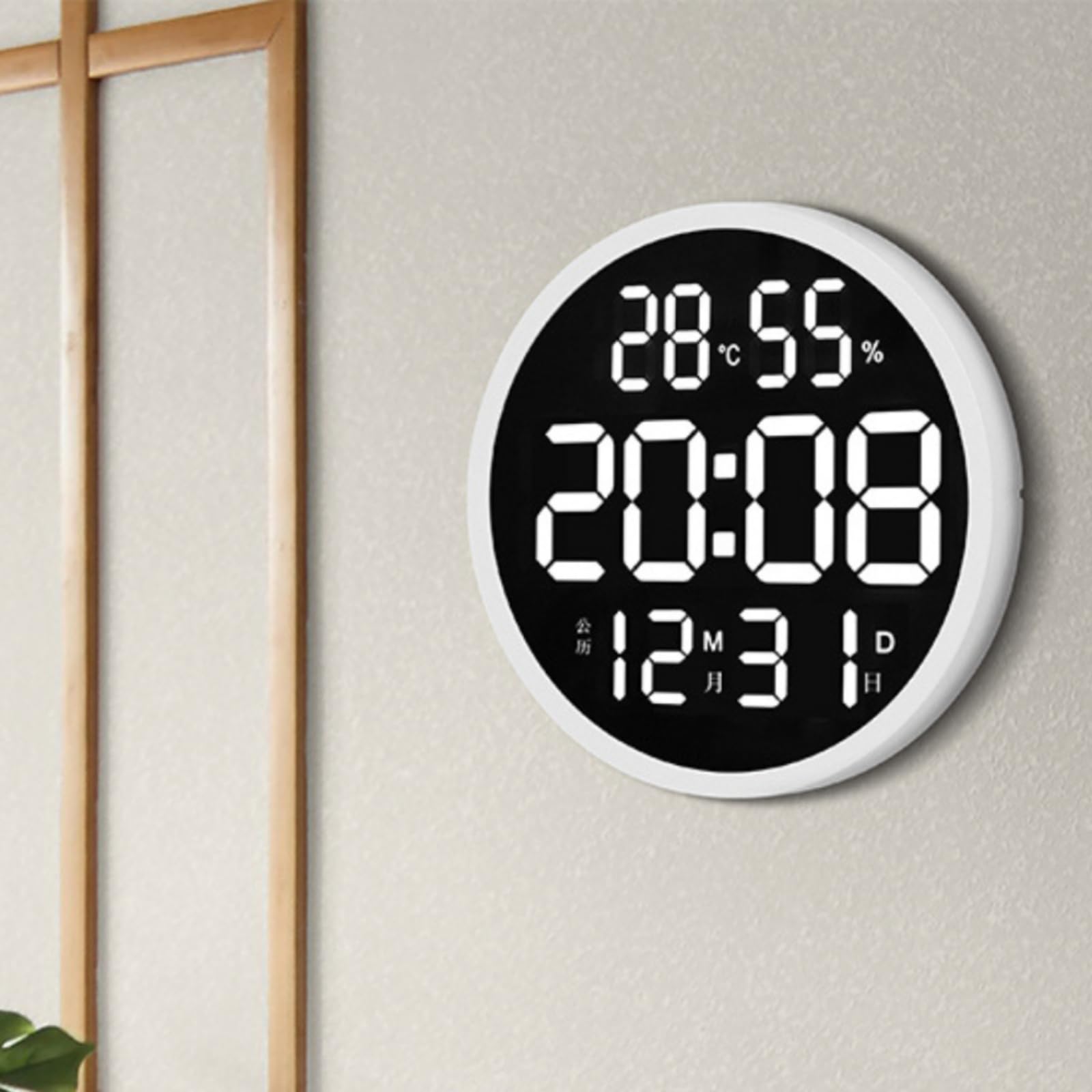 LOVIVER Orologio Elettronico Orologio da Parete Orologio Digitale Orologio LED Senza Ticchettio in Plastica E Acrilico con Schermo Segmentato Grande, Bianco, style to 2