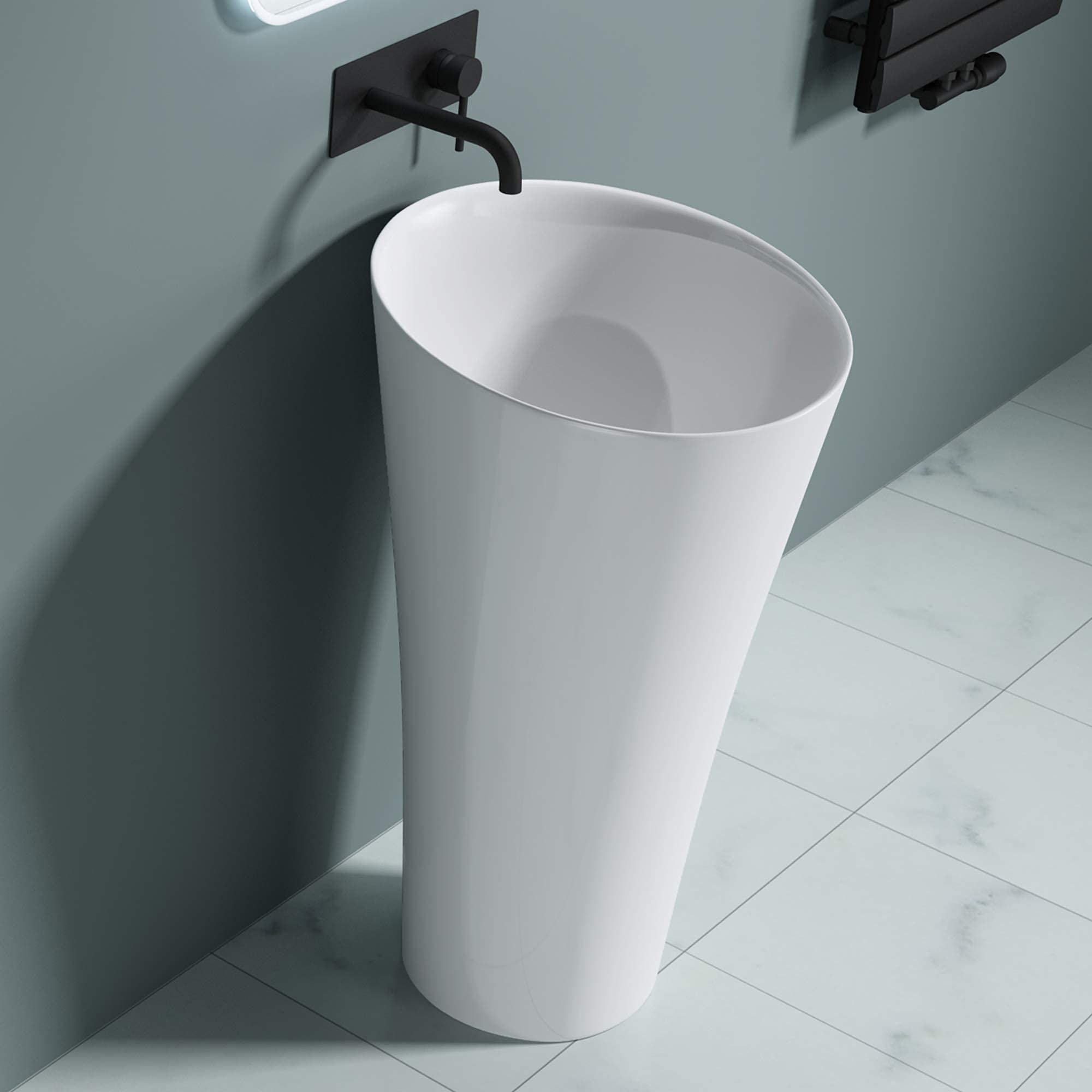 doporro Freistehende Standwaschbecken Colossum33 aus Mineralguss 42x42x85cm Waschtisch Waschplatz