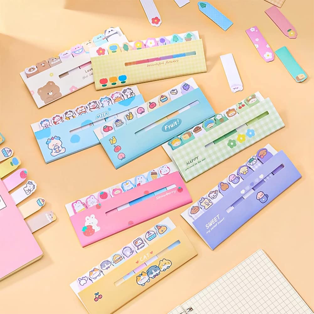 Mini-Haftnotizen mit niedlichen Tieren, Pflanzennahrung, 8 Stile, Cartoon-Flaggen, Index-Tabs, selbstklebend, lustige Post-it-Notizen, 120 Blatt/Packung, für Studenten, Lesezeichen, Büro, Schule,