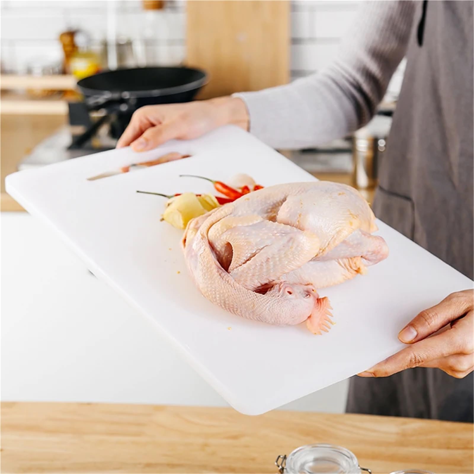 Tabla de cortar de plástico Tabla de cortar PP antideslizante for verduras y frutas, ideal for el hogar, la cocina camping, fácil limpiar transportar(25x17.5cm)
