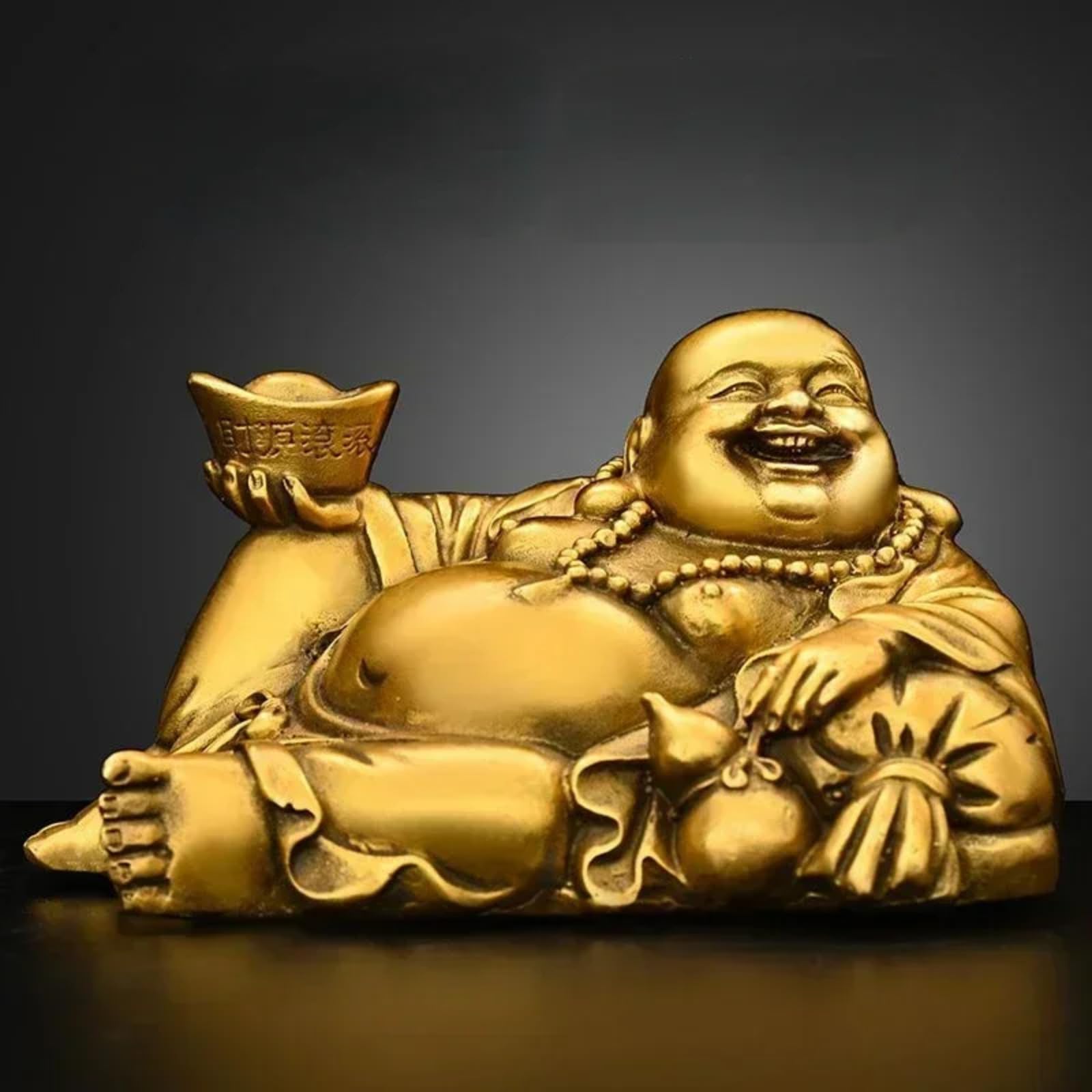 Bouddha Maitreya en cuivre de 14 cm, une sculpture artisanale pour l'harmonie de votre maison