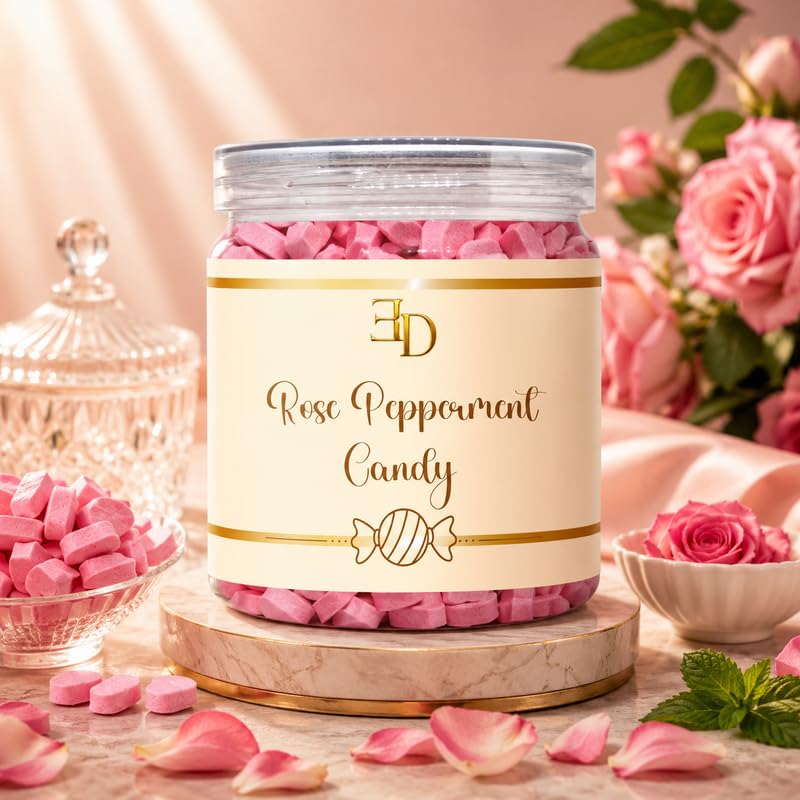 EDZZEL Rose Peppermint Candy - Refreshing Floral Mint Hard Candies