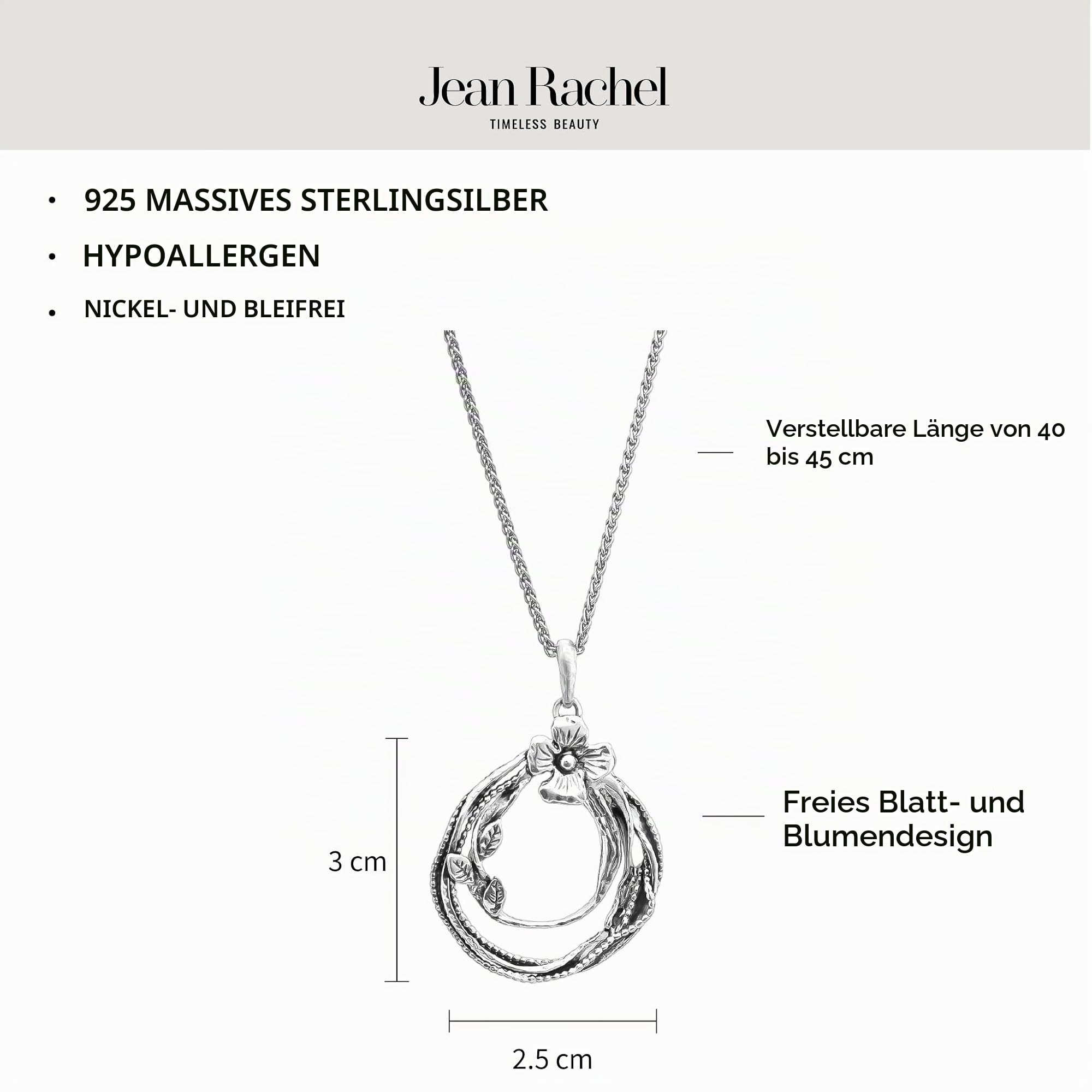 JEAN RACHEL JEWELRY Halskette aus 925er-Sterlingsilber für Damen – Blumendraht, einzigartiges Vintage-Design, hypoallergen, blei- und nickelfrei, handgefertigter Statement-Halskette