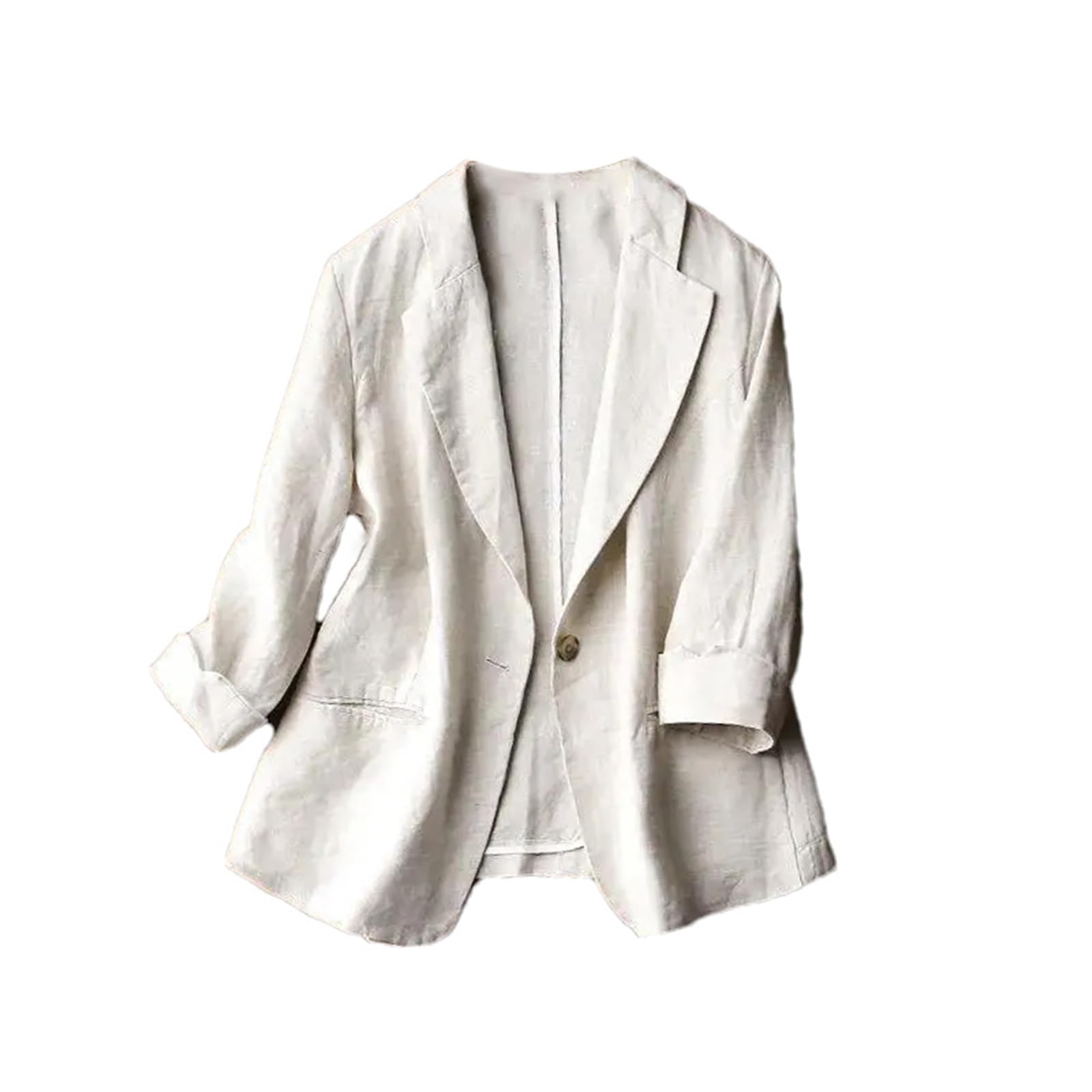 Blazer De Mujer, Chaqueta De Algodón Y Lino, Manga Tres Cuartos, Primavera Fina, Verano, Otoño, Blazers Elegantes Informales