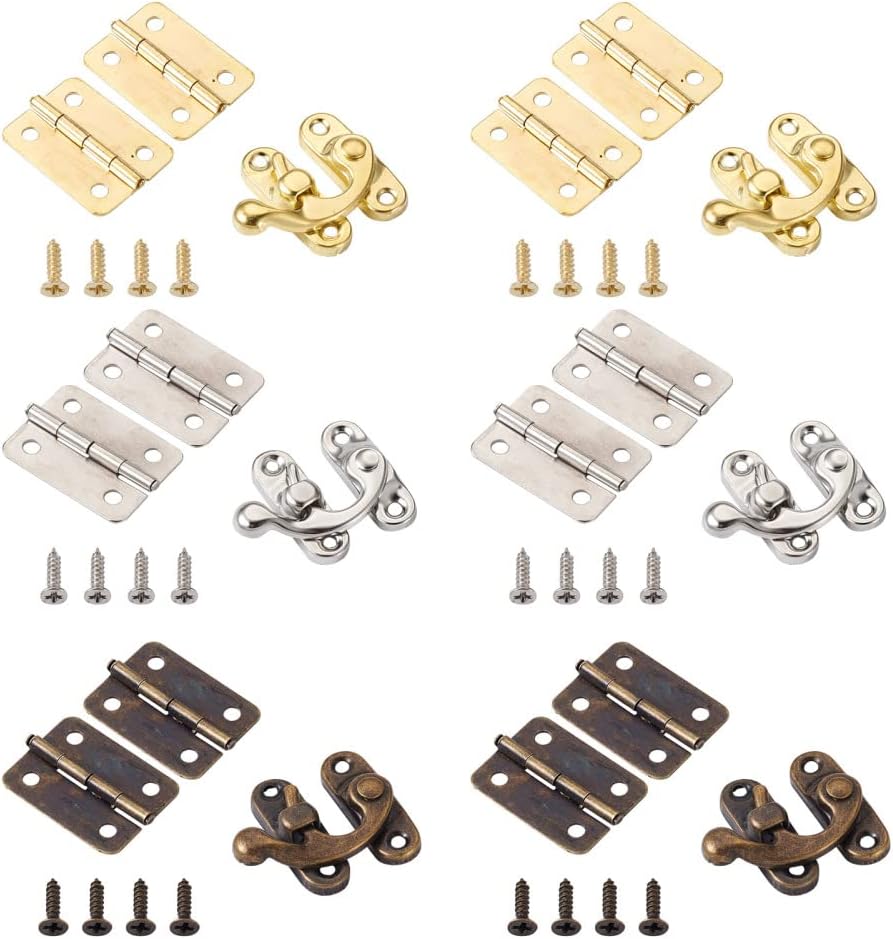 FASHEWELRY 90Pcs Iron Right Latch Hook Hasp Metal Vintage Lock Clasp